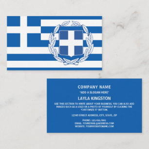 Griechische Flagge und Wappen, Flagge Griechenland Visitenkarte