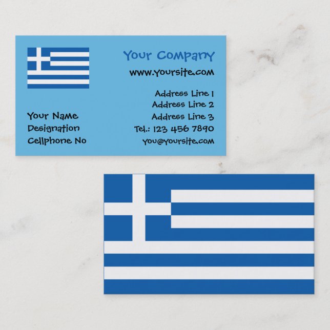 Griechische Flagge Visitenkarte (Vorne/Hinten)