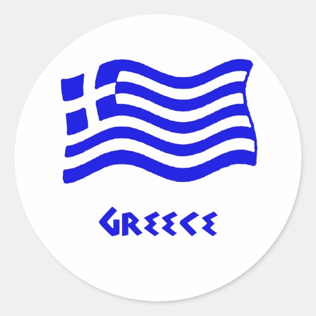 Griechische Flagge (Waving) Runder Aufkleber (Vorderseite)