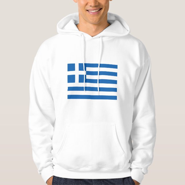 Griechische Flagge Weißer Hoodie (Vorderseite)