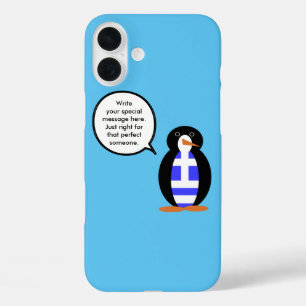 Griechische Flagge Wildtiere Pinguin Personalisier iPhone 16 Plus Hülle