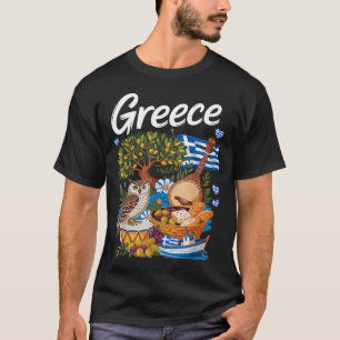 Griechische Flaggen-Outfit-Idee für Kinder mit hel T-Shirt