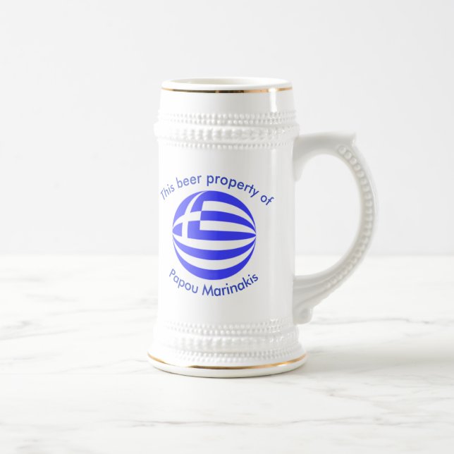 Griechische Flaggenmarkierung Personalisiert mit M Bierglas (Rechts)