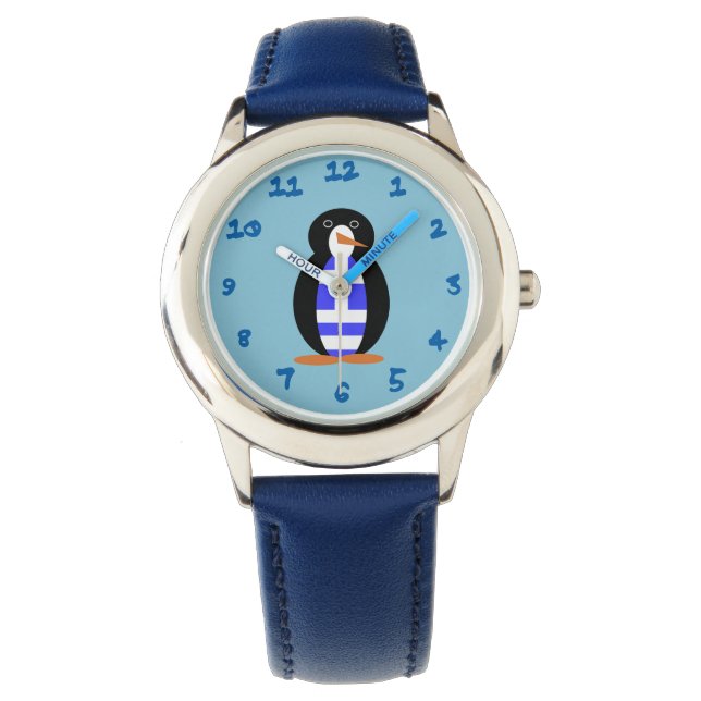 Griechische Flaggenpinguin Armbanduhr (Vorderseite)