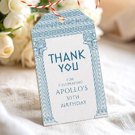 Griechische Geburtstagsparty mit blauen Spalten Vi Geschenkanhänger