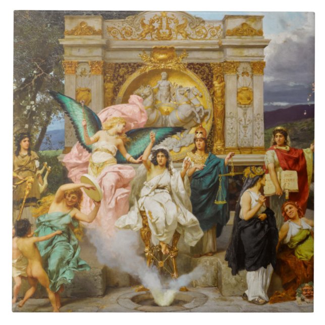 Griechische Götter auf dem Berg Parnassus Fliese (Vorderseite)