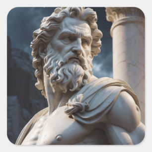 Griechische Götterstatue Tasse - Zeus Marmorbüste Quadratischer Aufkleber