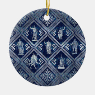 Griechische Gottheiten und Meander-Schlüsseldekor Keramik Ornament