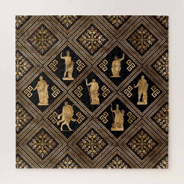 Griechische Gottheiten und Meander-Schlüsseldekora Puzzle (Vertikal)