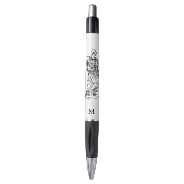 Griechische Göttin Athena & Monogram Pen Kugelschreiber (Vorderseite Vertikal)