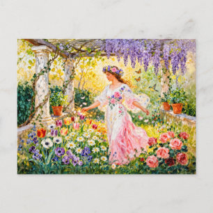 Griechische Göttin Flora im Garten Postkarte