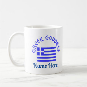 Griechische Göttin und Flagge Griechenlands Kaffeetasse
