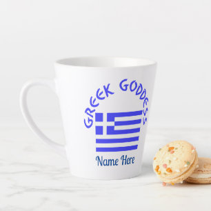 Griechische Göttin und Flagge Griechenlands Milchtasse