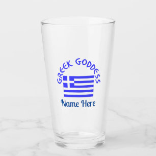 Griechische Göttin und Flagge Griechenlands Person Glas