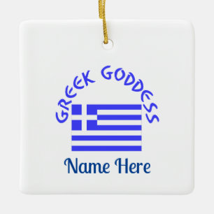 Griechische Göttin und Flagge Griechenlands Person Keramikornament