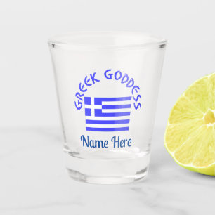 Griechische Göttin und Flagge Griechenlands Person Schnapsglas