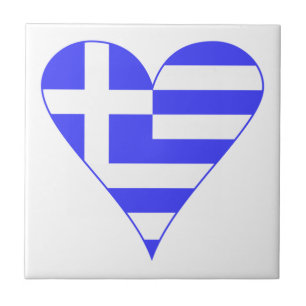Griechische Herzflagge Funky Fliese