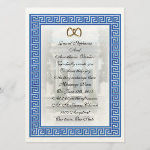 Griechische Hochzeit Einladung Blue Key elegant
