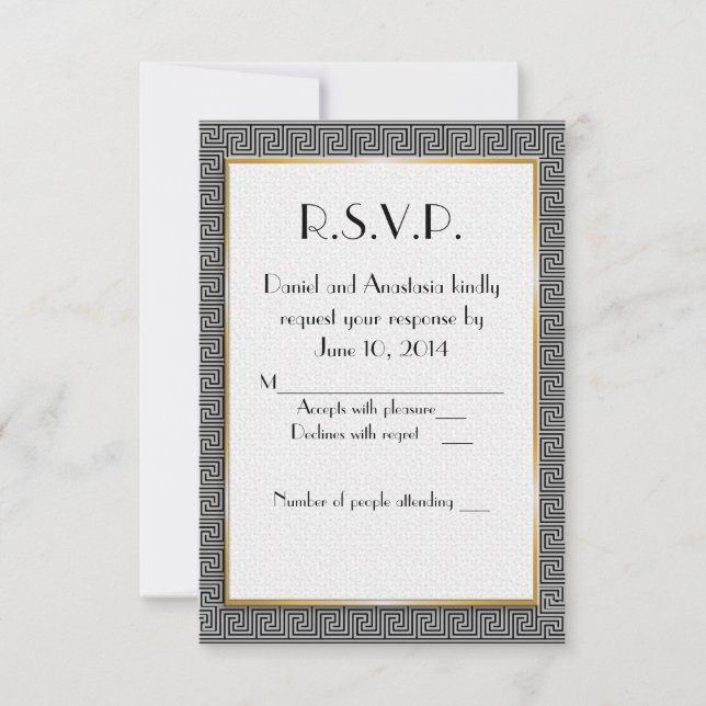 Griechische Hochzeitskarte RSVP Karte (Vorderseite)