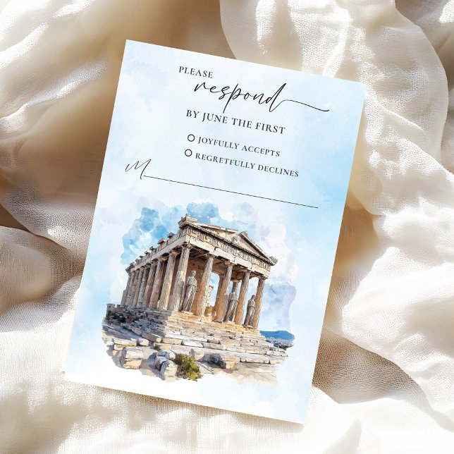 Griechische Hochzeitstipendienkarte RSVP Karte (Greek Wedding RSVP Response Card)