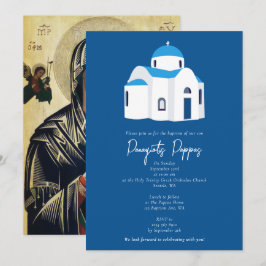 Griechische Insel Blauer Dom Kirche Taufe Christen Einladung