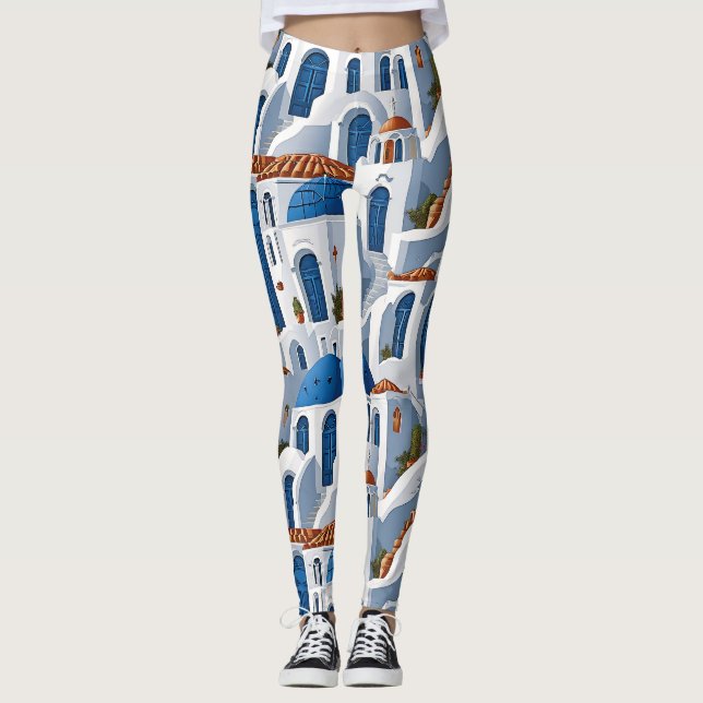 Griechische Insel Charm Trendy Santorini Leggings (Vorderseite)
