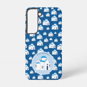 Griechische Insel Santorin Blaue Kuppelkirche Mono Samsung Galaxy Hülle