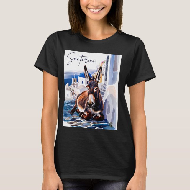Griechische Insel Santorini Griechenland Donkey in T-Shirt (Vorderseite)