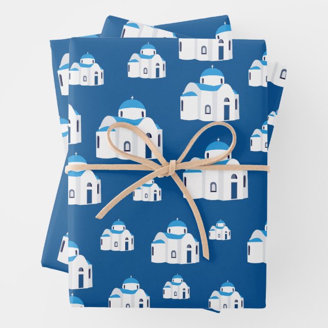 Griechische Insel Santorini Kirche Geschenkpapier Set (Beispiel)