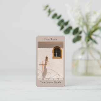 Griechische Inselkirche mit Kreuz und Bell Paxos Visitenkarte