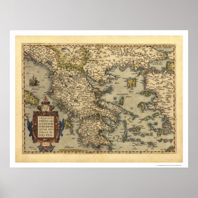 Griechische Inseln Karte Ortelius 1570 Poster (Vorne)