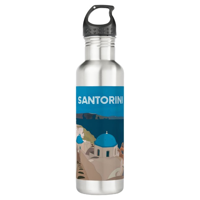 Griechische Inseln Santorini Edelstahlflasche (Vorderseite)
