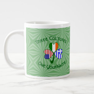 Griechische Irische USA-Flaggen Kleeblatt Personal Jumbo-Tasse