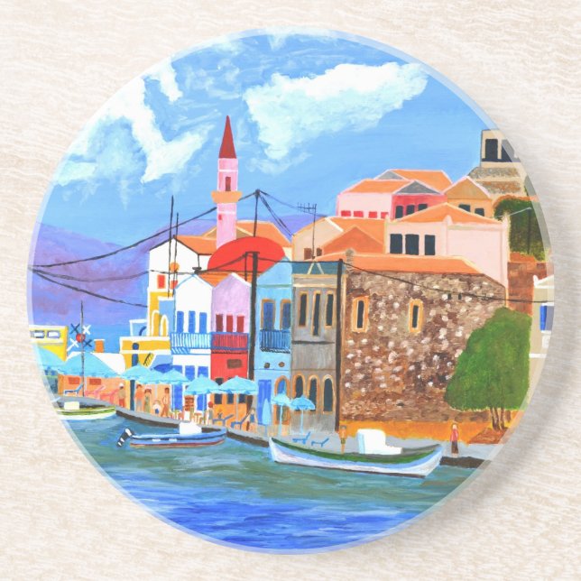 griechische Küste Sandstein Untersetzer (Vorne)