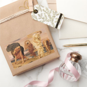 Griechische Mädchen beim Steineaufsammeln von Lord Rechteckiger Aufkleber