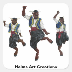 Griechische Minotaurs Dance Celebration Fantasy St Quadratischer Aufkleber