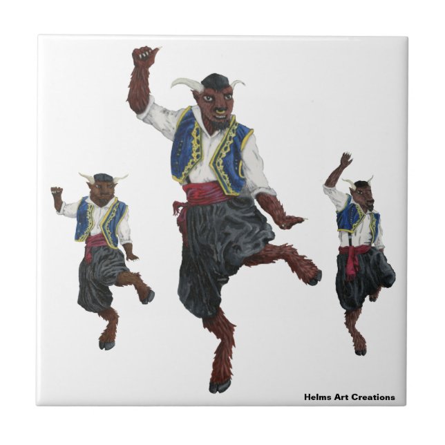 Griechische Minotaurs tanzen dekorative Tile Fliese (Vorderseite)
