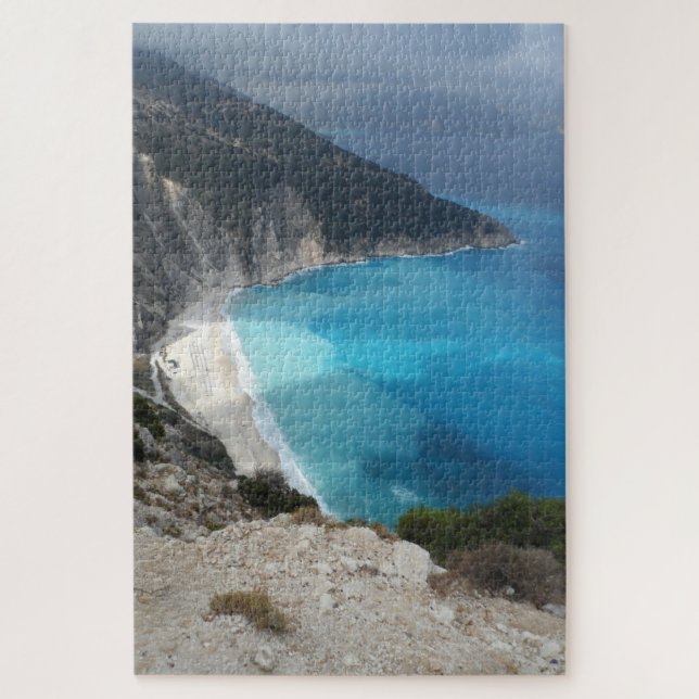 Griechische Myrtos Bay Beach Landschaft Kefalonia  Puzzle (Vertikal)