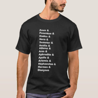 Griechische Mythologie Gods Pantheon Liste der Nam T-Shirt