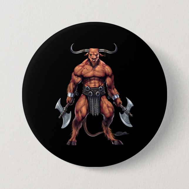 Griechische Mythologie Minotaur Button (Vorderseite)
