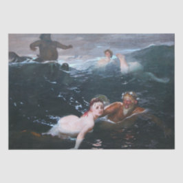 Griechische Nymphen und Satyren spielen in den Wel Seidenpapier