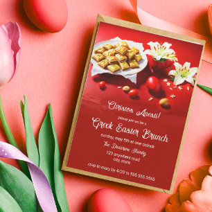 Griechische Ostern Baklava Mit Eiern Und Lilien Ei Einladung