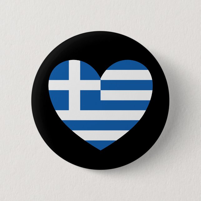 Griechische Pride-Flagge Liebe Herz Button (Vorderseite)
