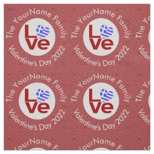 Griechische rote LOVE-Flagge personalisiert Stoff