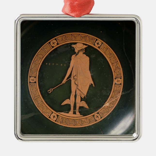 Griechische Rotzahl Schale, den Gott Hermes Silbernes Ornament (Vorne)