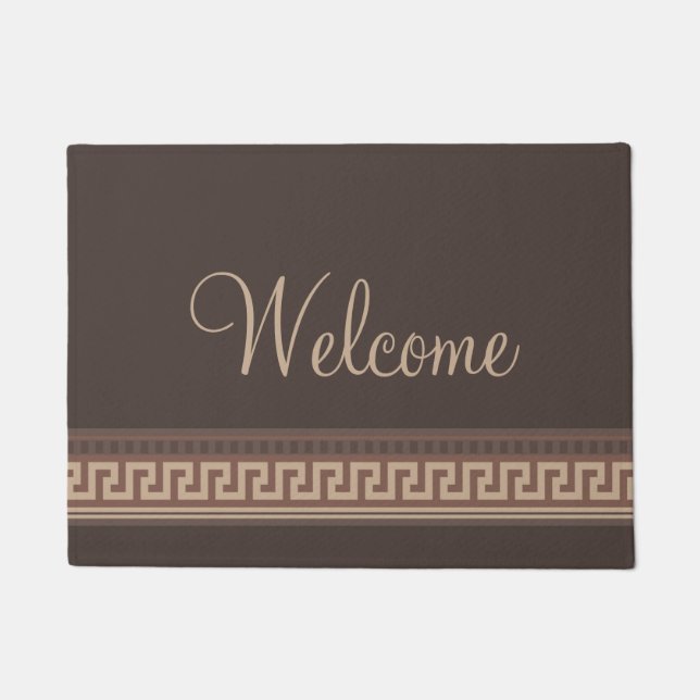 Griechische Schlüsselgrenze Fußmatte (Vorderseite)