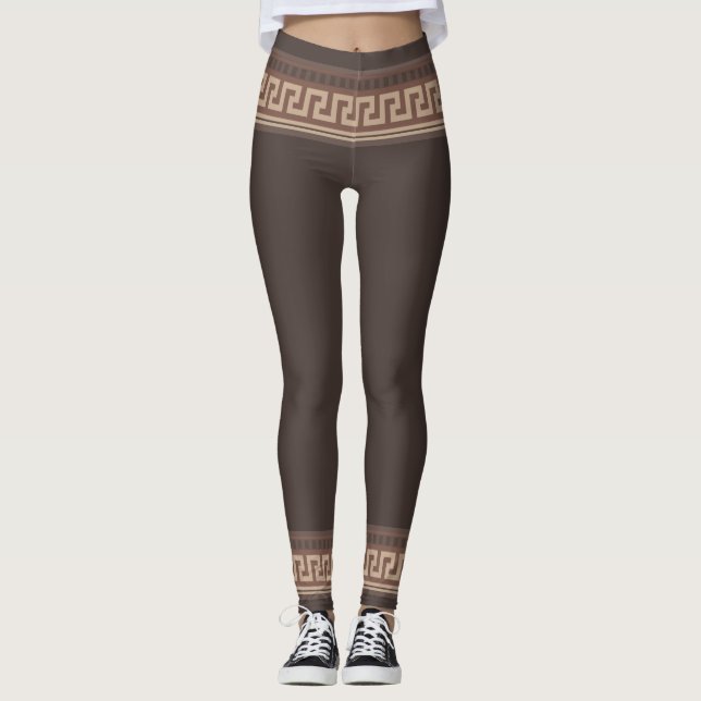 Griechische Schlüsselgrenze Leggings (Vorderseite)