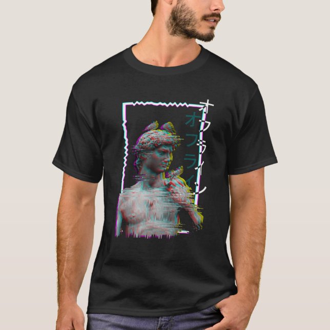 Griechische Statue Antike Vaporwave Ästhetische Sy T-Shirt (Vorderseite)