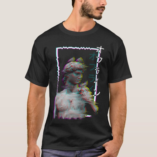 Griechische Statue Antike Vaporwave Synthwave Glit T-Shirt (Vorderseite)