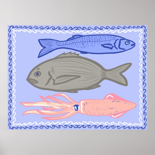 Griechische Taverne Fisch Mittelmeer Essen Poster (Vorne)